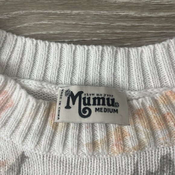 Show Me Your Mumu womens Cropped Sweater Floral Bloom size medium Hydrangea - Picture 3 of 4